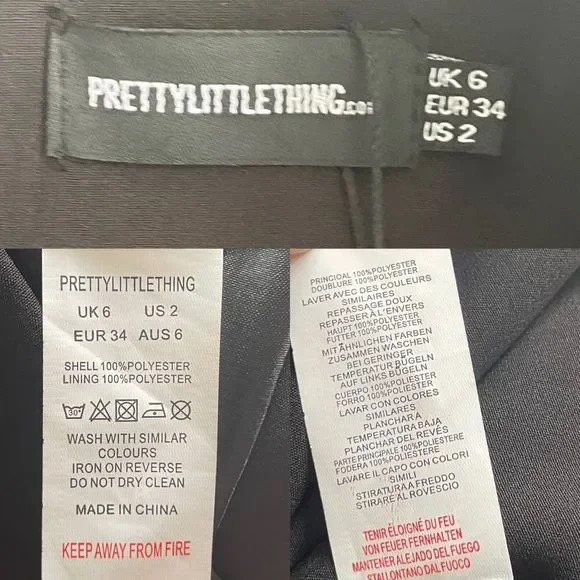 (SOLD) PRETTYLITTLETHING Black Double Breasted Asymmetrical Long Blazer Dress 2 - Picture 5 of 6